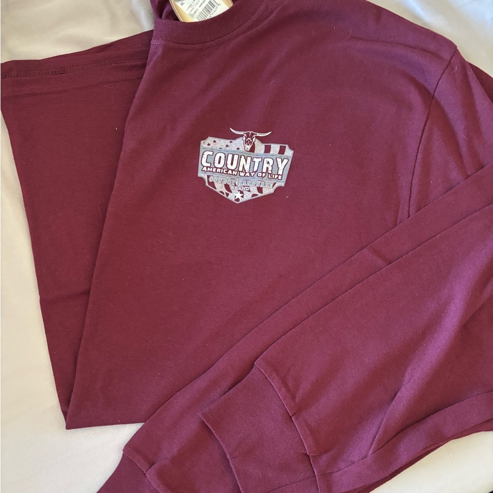 Cowboy Hardware Long-Sleeve Tee - Burgundy